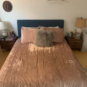 West Elm crinkle velvet duvet and sham set